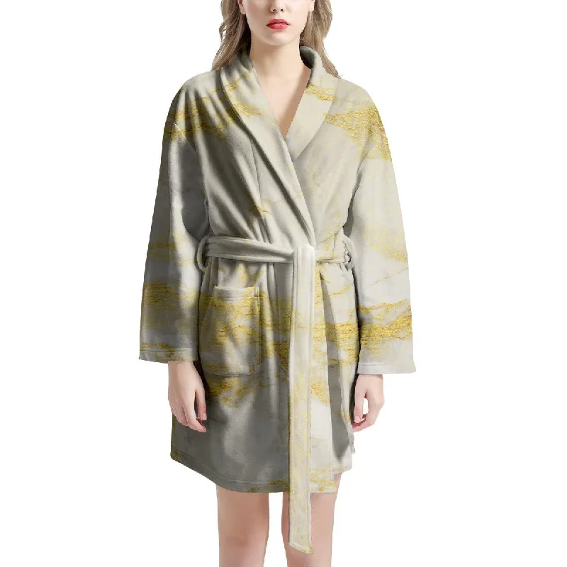 Gold Marble Women's Robe Cozy Bridal Set