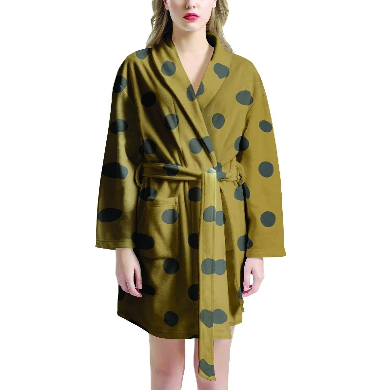 Gold Polka Dot Women's Robe Bridal Night Robe