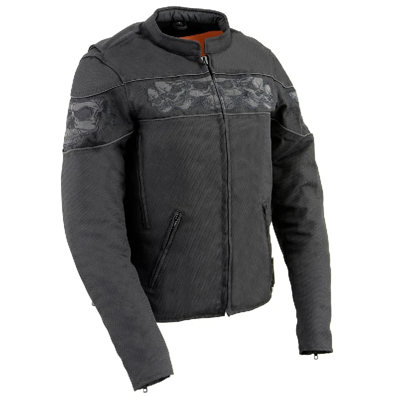 Milwaukee Leather MPL2730 Women's Black Crossover Textile Scooter Jacket with Reflective Skulls Women's quilted jackets Milwaukee Leather MPL2730 Women's Black Crossover Textile Scooter Jacket with Reflective Skulls Women's quilted jackets