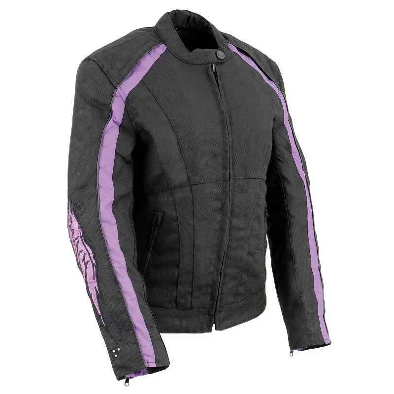 Milwaukee Leather MPL1954 Women's 'Studded Wings' Black and Purple Textile Moto Jacket Women's sporty jackets