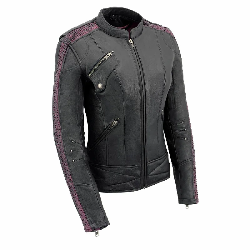 Milwaukee Leather MLL2570 Women's 'Phoenix Embroidered' Black and Women's fitted jackets