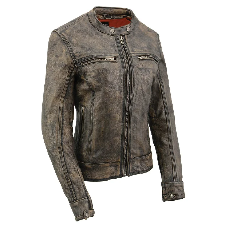 Milwaukee Leather MLL2550 Women's Scooter Distressed Brown Leather Vented Motorcycle Jacket Women's cycling jackets Milwaukee Leather MLL2550 Women's Scooter Distressed Brown Leather Vented Motorcycle Jacket Women's cycling jackets