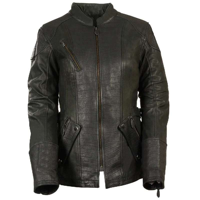 Milwaukee Leather MLL2560 Women's Black 3/4 Length Gator Embossed Leather Jacket Women's winter jackets Milwaukee Leather MLL2560 Women's Black 3/4 Length Gator Embossed Leather Jacket Women's winter jackets