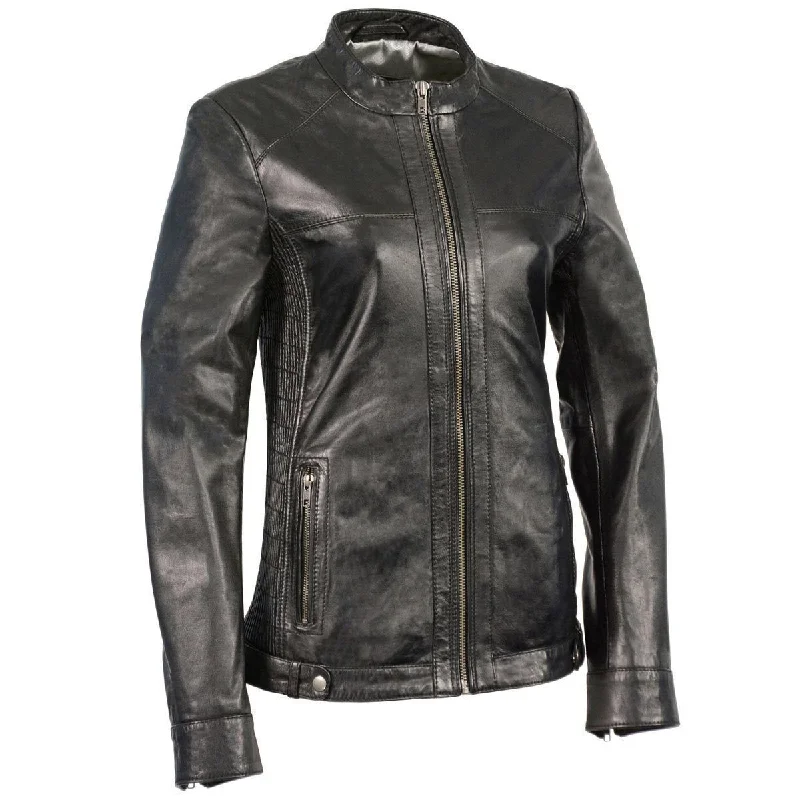 Milwaukee Leather SFL2855 Women's Black Zip Front Fashion Leather Jacket with Side Stretch Fitting Women's smart jackets Milwaukee Leather SFL2855 Women's Black Zip Front Fashion Leather Jacket with Side Stretch Fitting Women's smart jackets