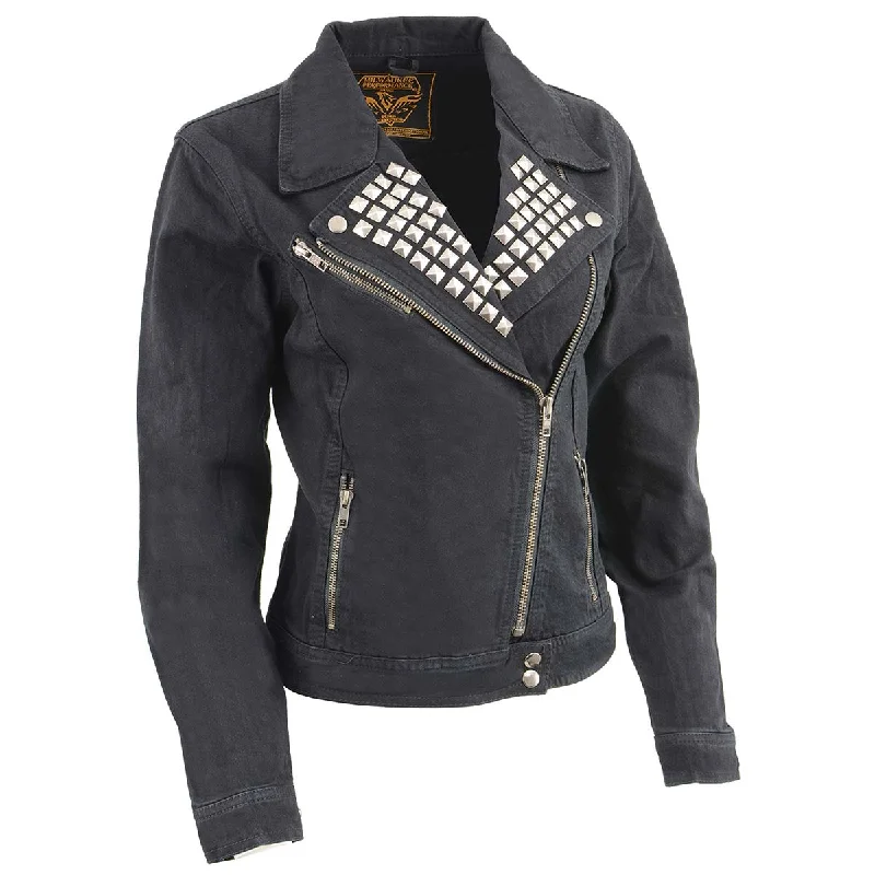 Milwaukee Leather MDL2000 Ladies Black Denim Jacket with Studded Spikes Women's denim jackets Milwaukee Leather MDL2000 Ladies Black Denim Jacket with Studded Spikes Women's denim jackets