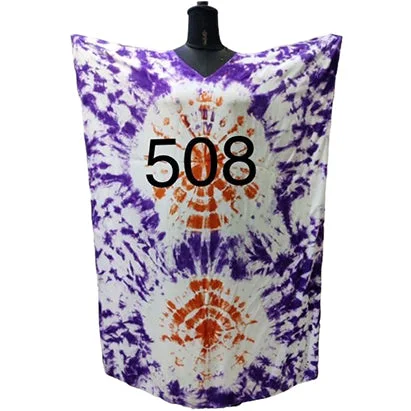 Women's Circle Tie Dye Kaftan -- Purple/Orange -- 508 Soft Lace Robe