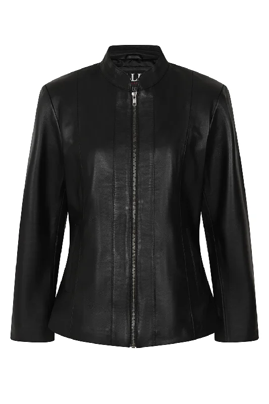 Women's Classic Black Real Leather Jacket - LIZZY Women's versatile jackets