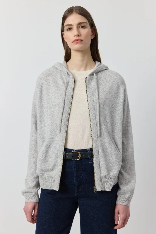 Essential Cashmere Zip Hoodie - Grey Melange Casual sweaters