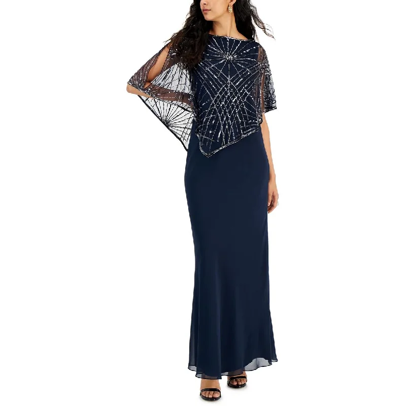 Womens Chiffon Embellished Evening Dress Modest party dresses