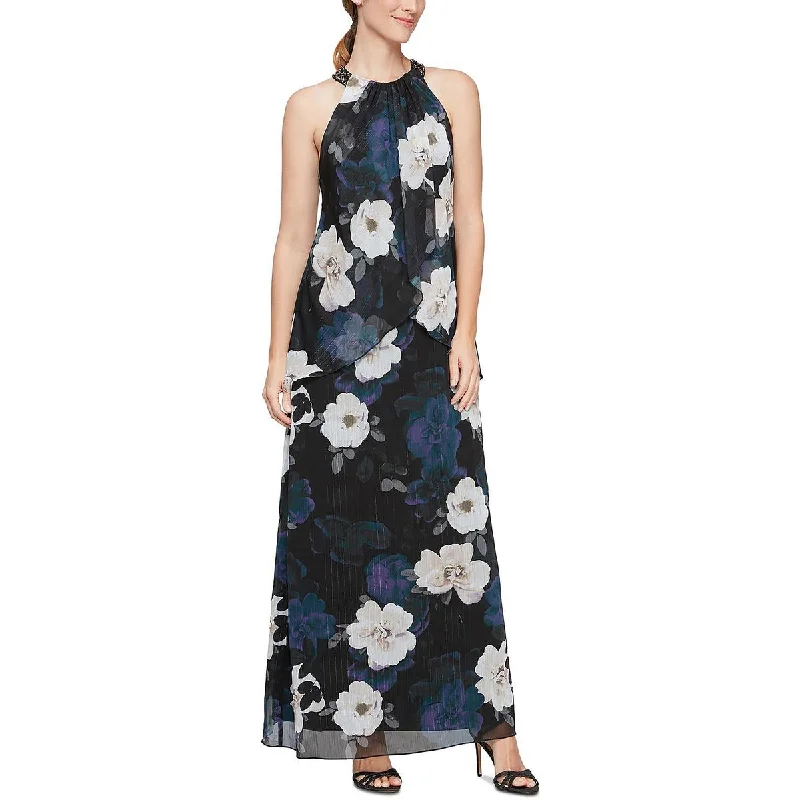 Womens Chiffon Floral Evening Dress Affordable party dresses