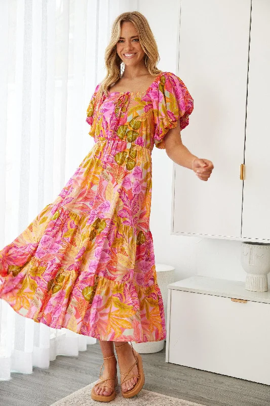 Axelle Dress - Sunset Print Halter floral dresses